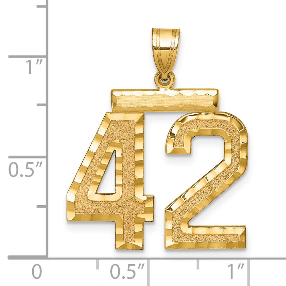 14k Large Brushed Diamond-cut Number 42 Charm