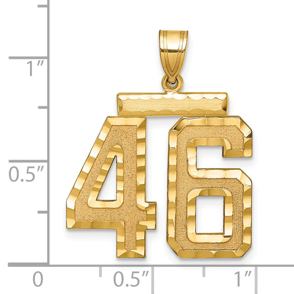 14k Large Brushed Diamond-cut Number 46 Charm