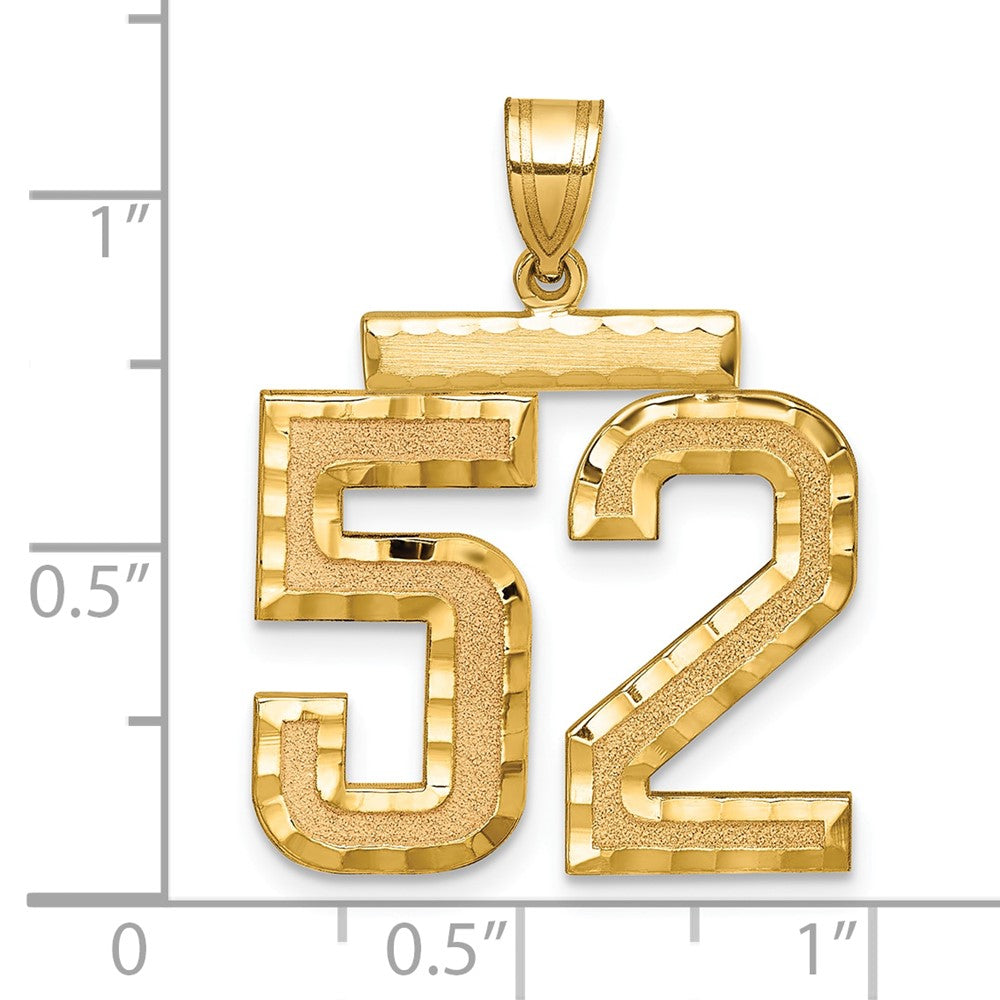14k Large Brushed Diamond-cut Number 52 Charm