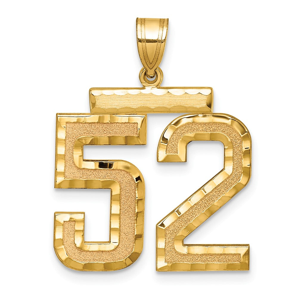14k Large Brushed Diamond-cut Number 52 Charm