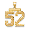 14k Large Brushed Diamond-cut Number 52 Charm