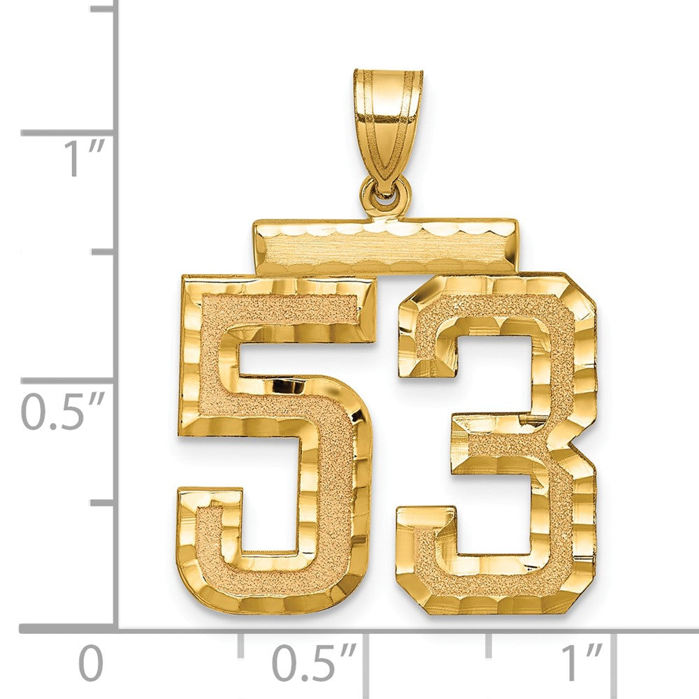 10k Large Brushed Diamond-cut Number 53 Charm