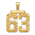 14k Large Brushed Diamond-cut Number 63 Charm