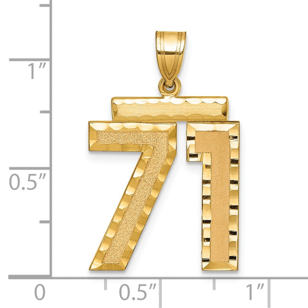 14k Large Brushed Diamond-cut Number 71 Charm