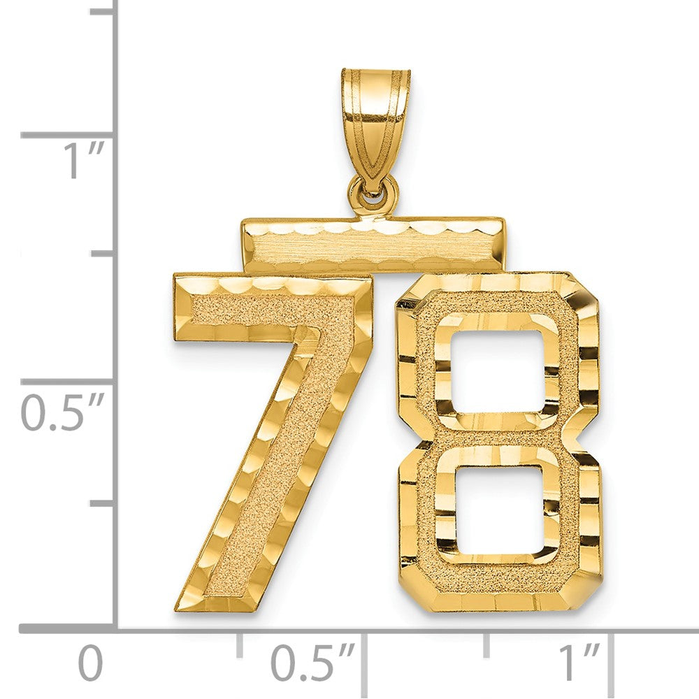 14k Large Brushed Diamond-cut Number 78 Charm