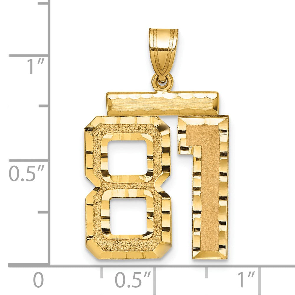 14k Large Brushed Diamond-cut Number 81 Charm