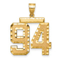 14k Large Brushed Diamond-cut Number 94 Charm