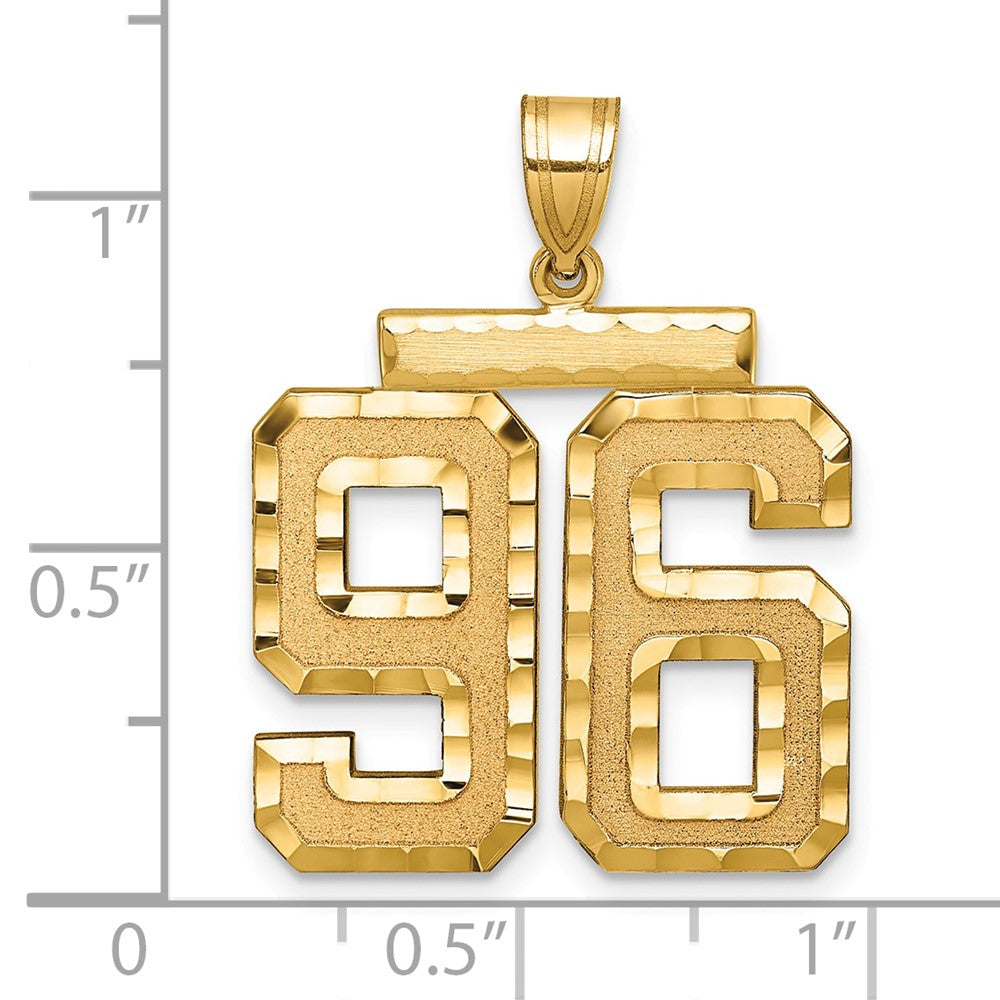 14k Large Brushed Diamond-cut Number 96 Charm
