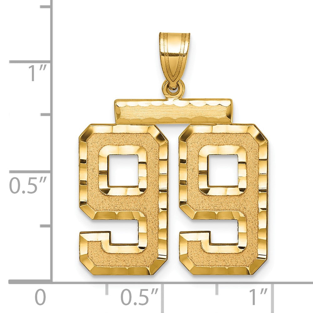 14k Large Brushed Diamond-cut Number 99 Charm