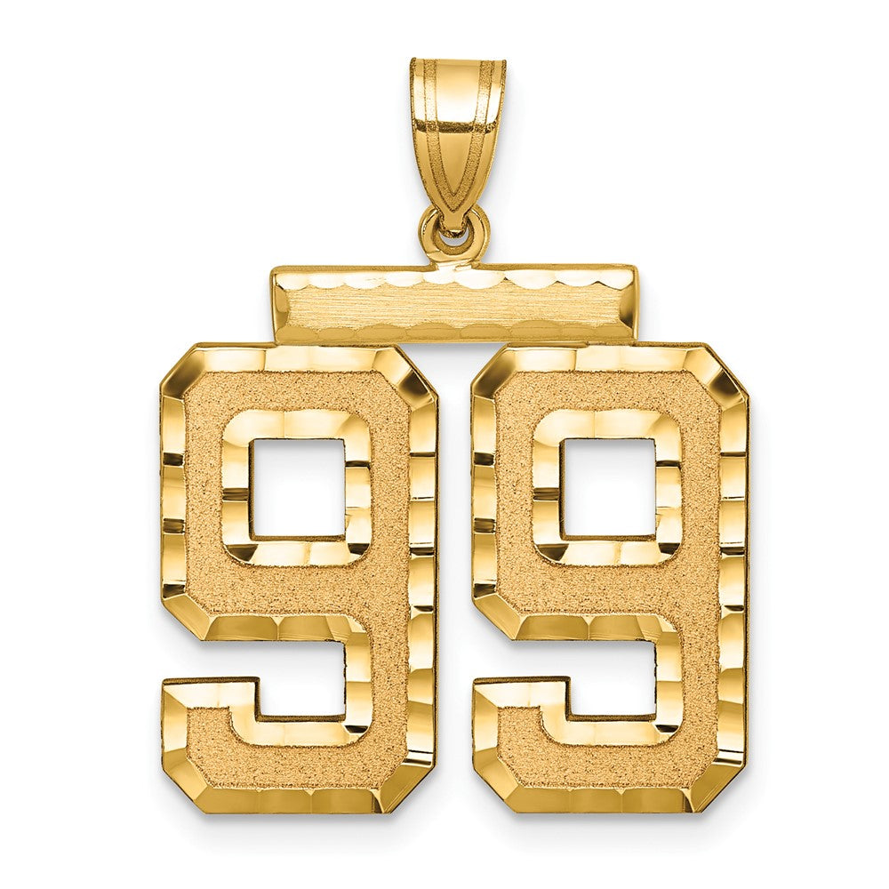 14k Large Brushed Diamond-cut Number 99 Charm