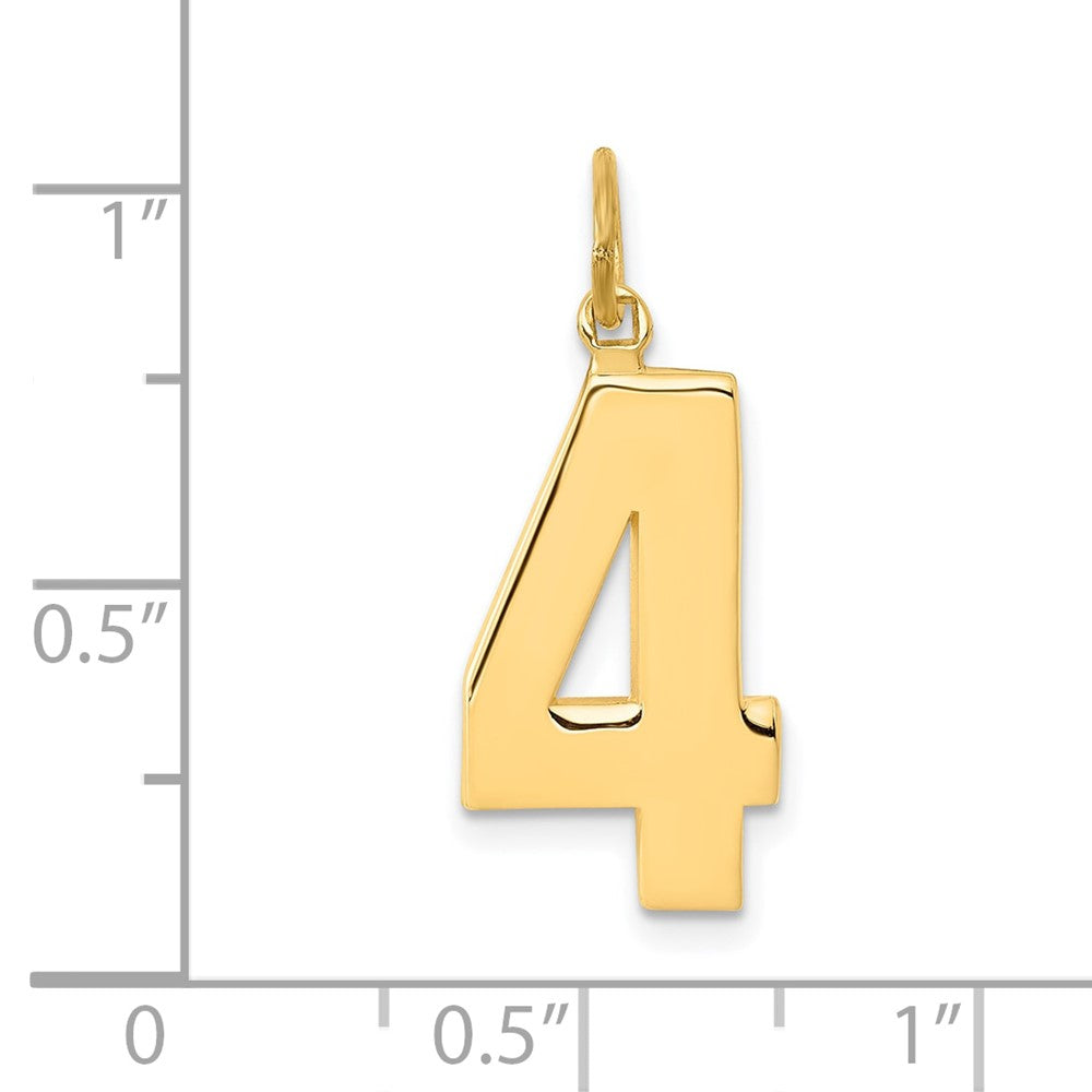14k Large Polished Number 4 Charm