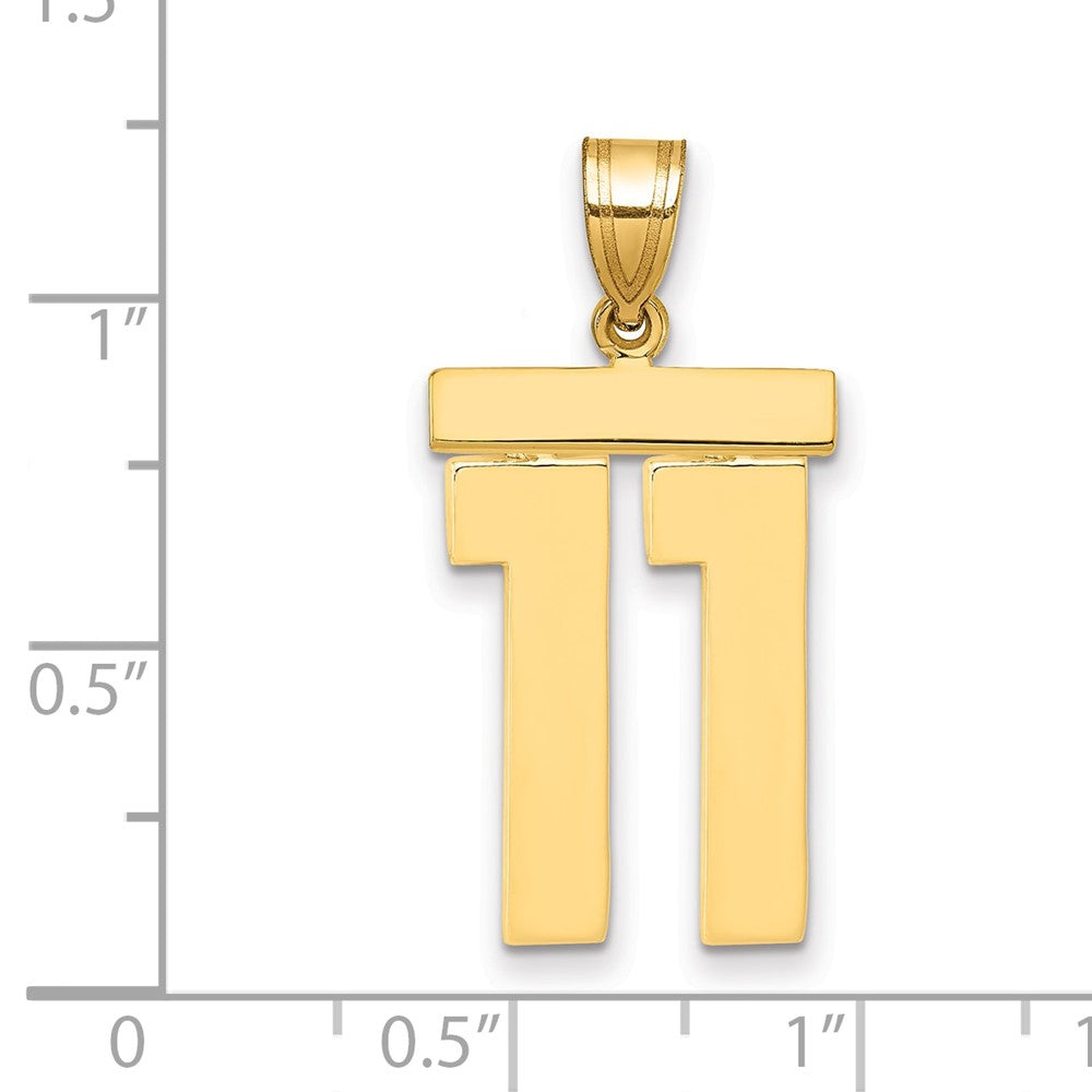 10k Large Polished Number 11 Charm