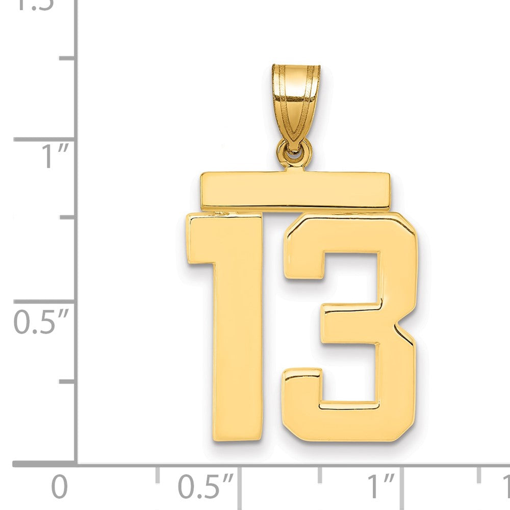 10k Large Polished Number 13 Charm