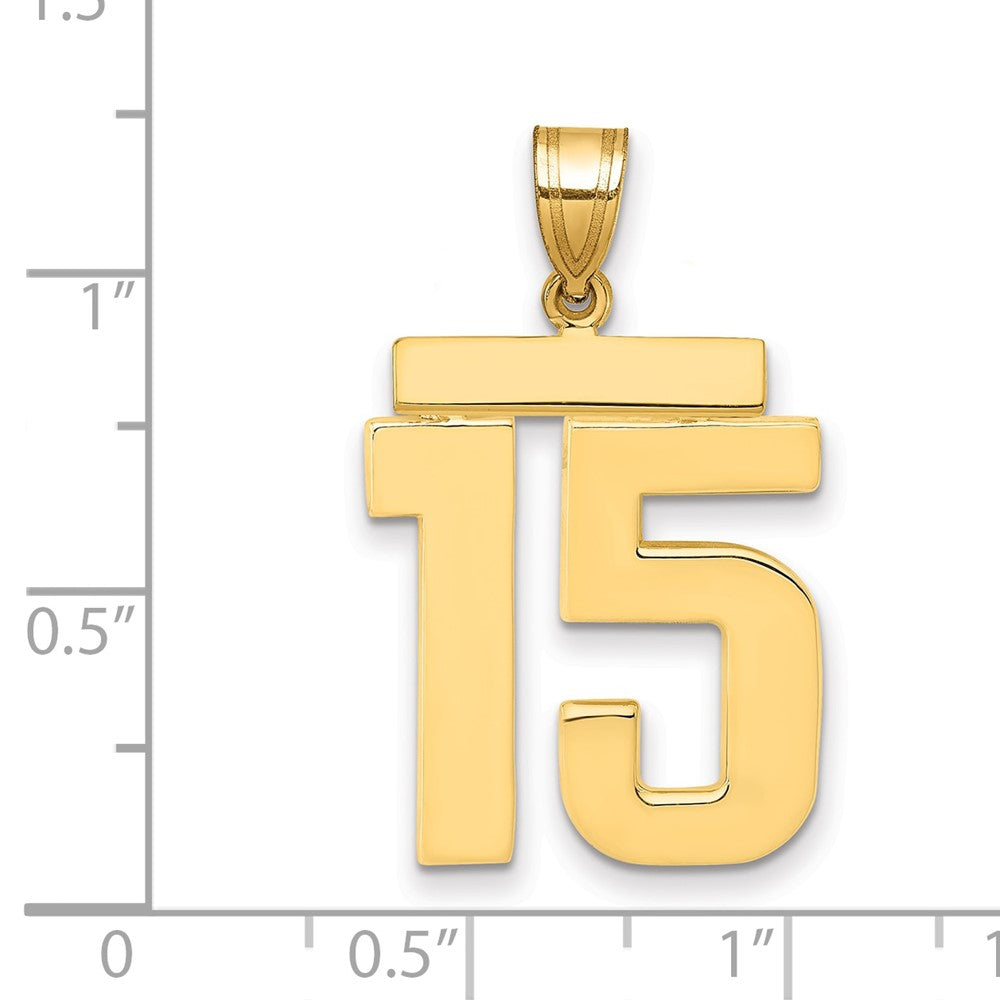 14k Large Polished Number 15 Charm