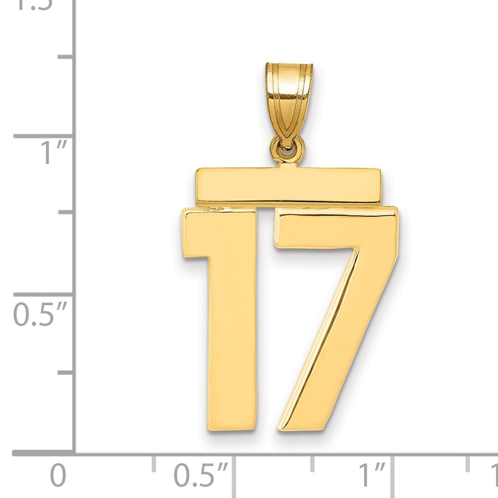 10k Large Polished Number 17 Charm