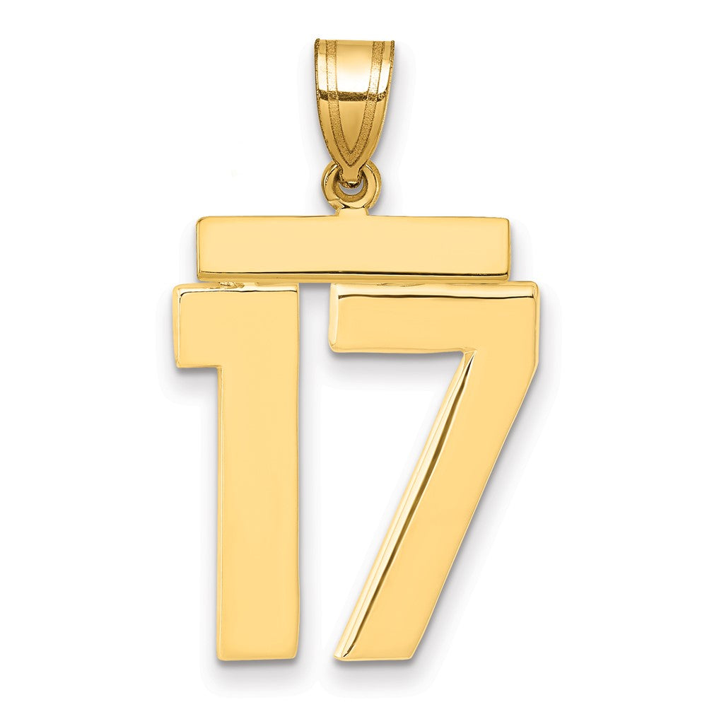 10k Large Polished Number 17 Charm