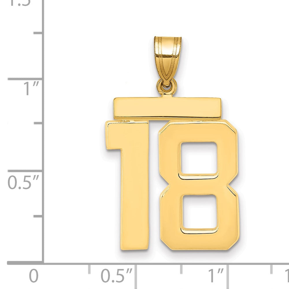 10k Large Polished Number 18 Charm