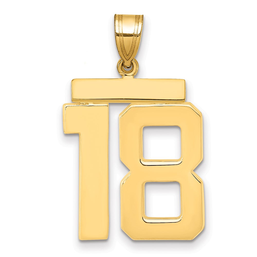 10k Large Polished Number 18 Charm