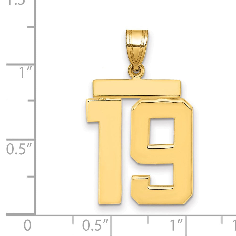 10k Large Polished Number 19 Charm