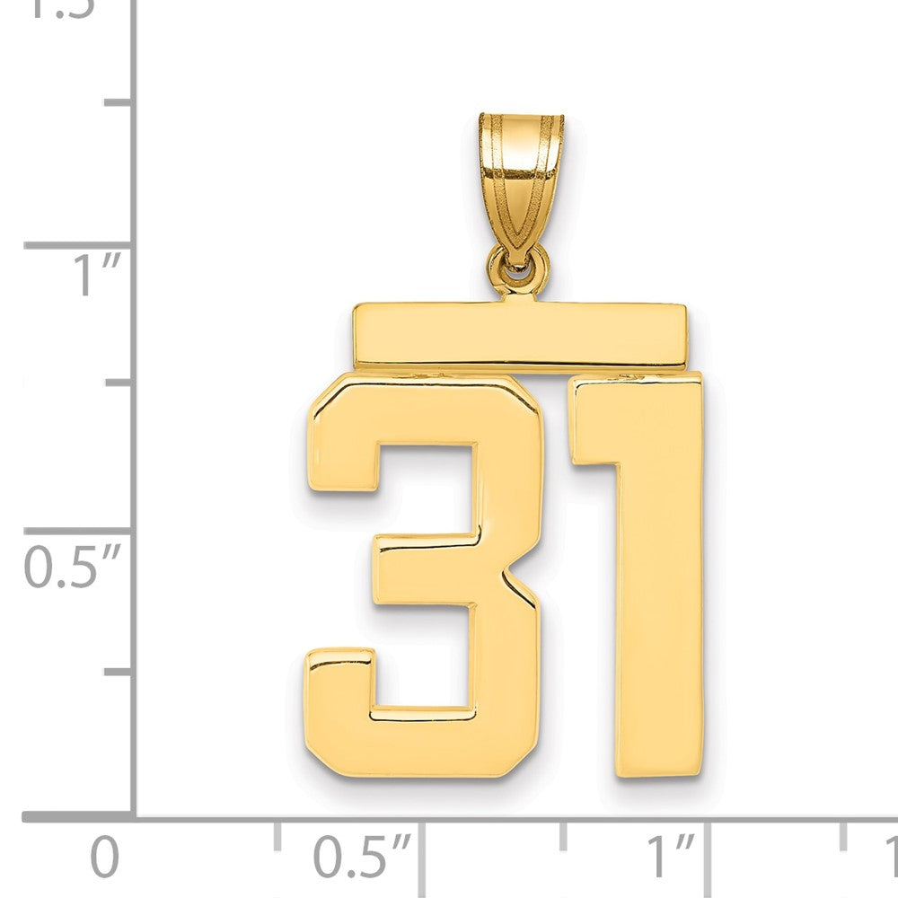 14k Large Polished Number 31 Charm