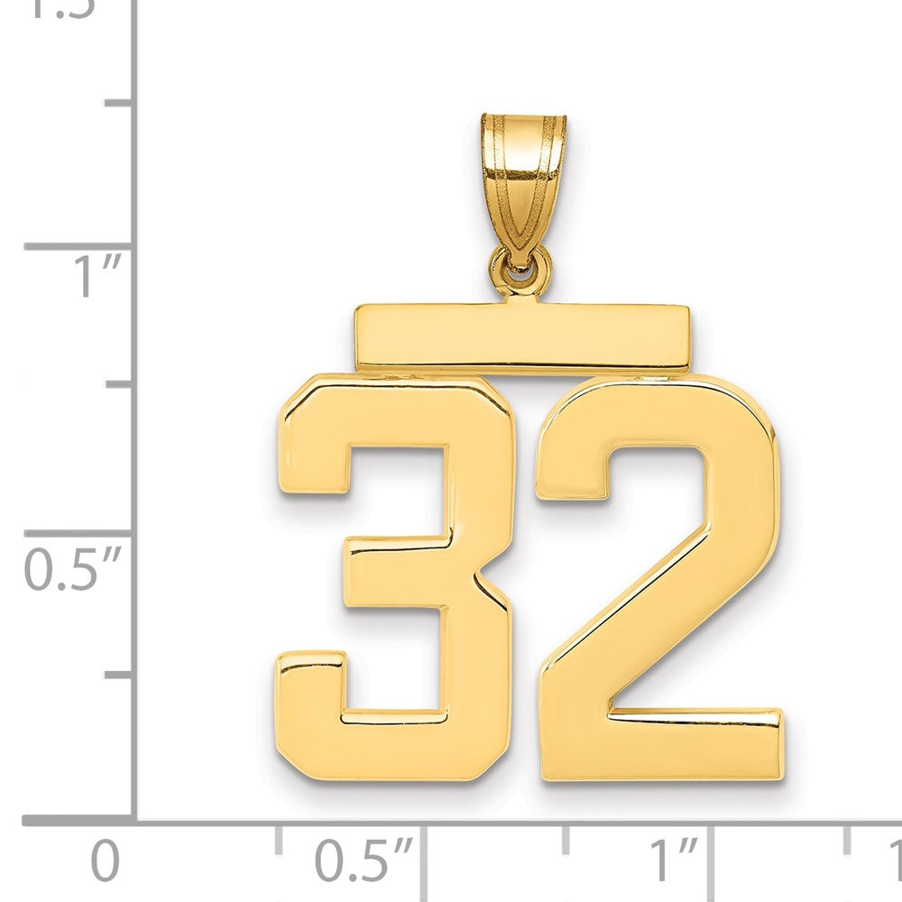 14k Large Polished Number 32 Pendant
