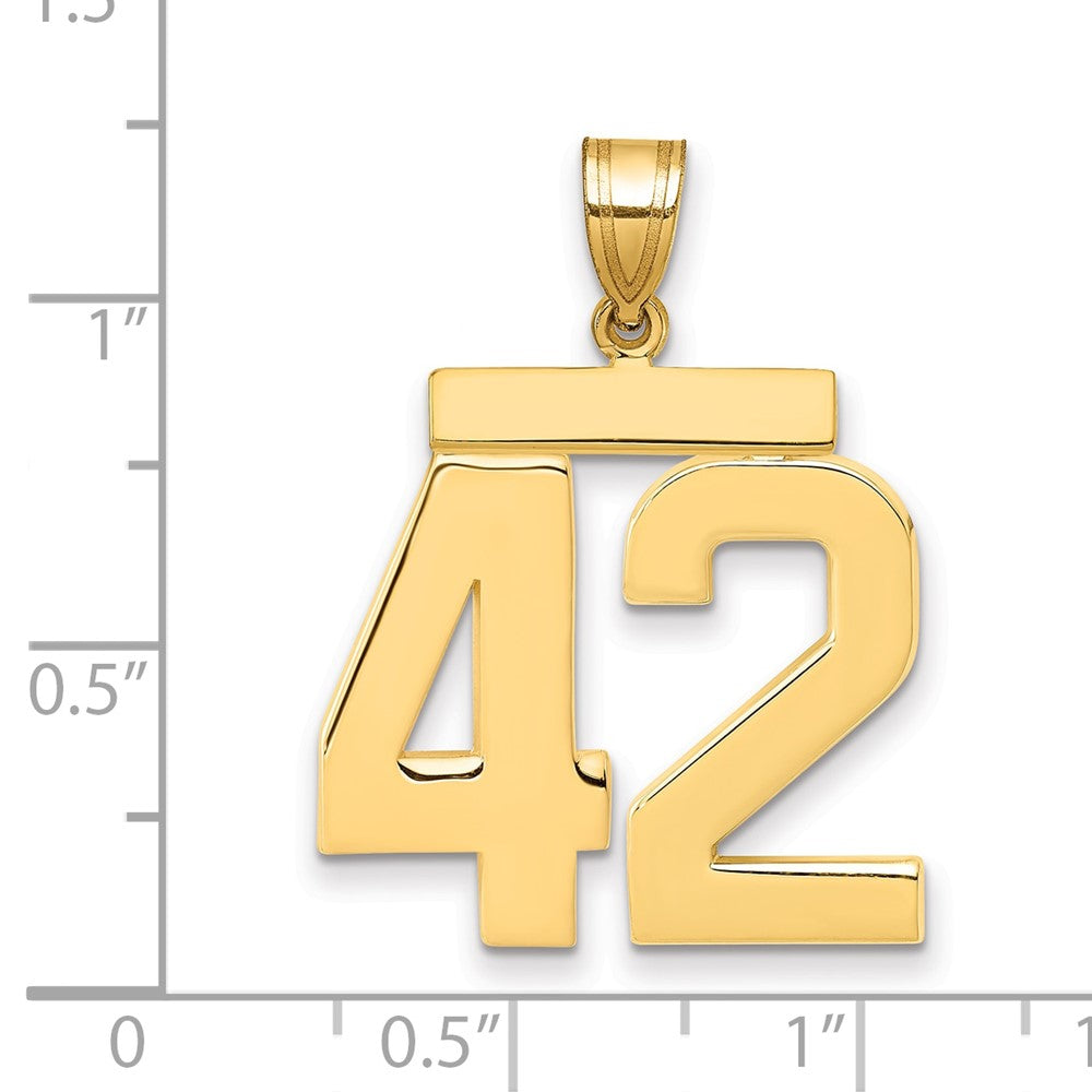 14k Large Polished Number 42 Charm