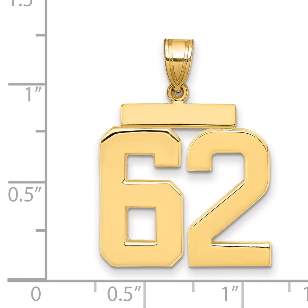 14k Large Polished Number 62 Charm