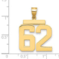 10k Large Polished Number 62 Charm