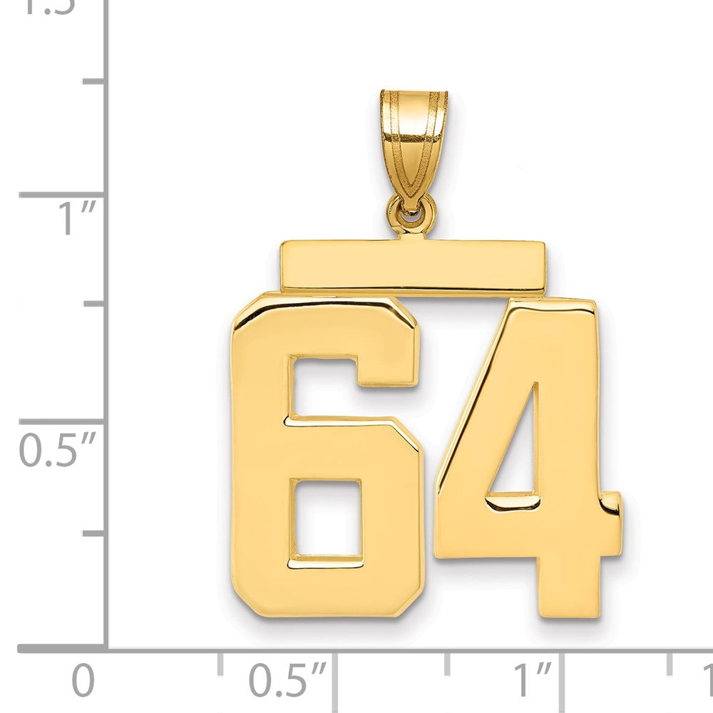 10k Large Polished Number 64 Charm