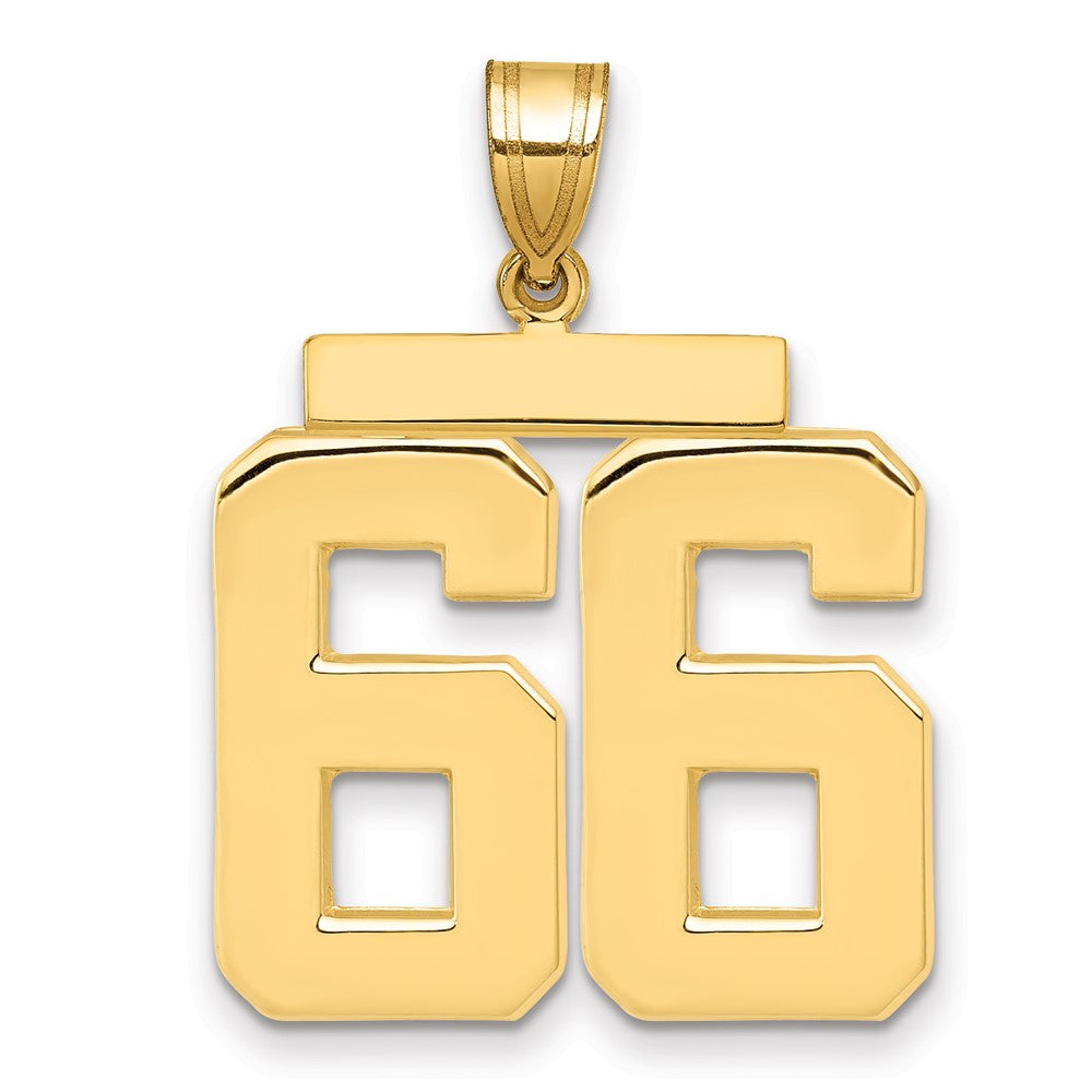 10k Large Polished Number 66 Charm