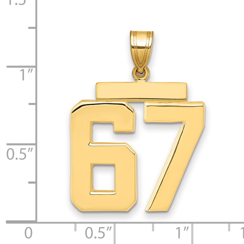 14k Large Polished Number 67 Charm