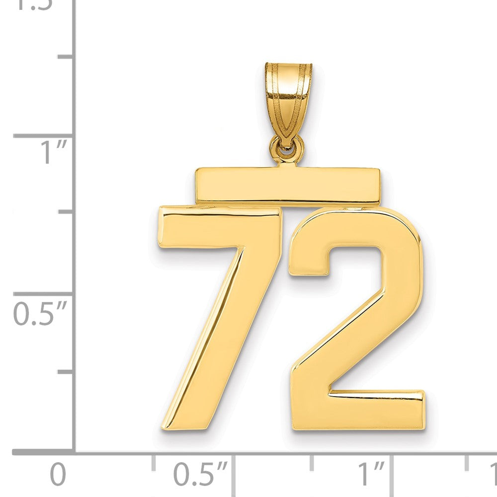 10k Large Polished Number 72 Charm