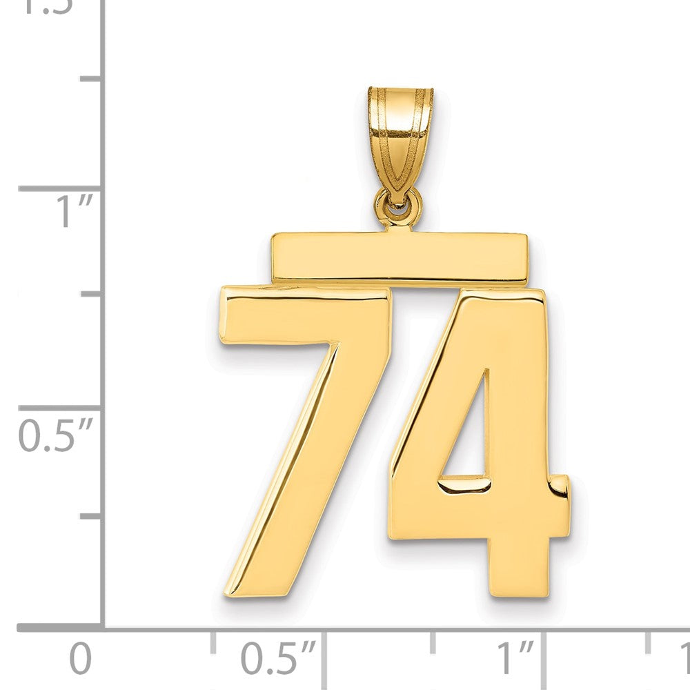14k Large Polished Number 74 Charm