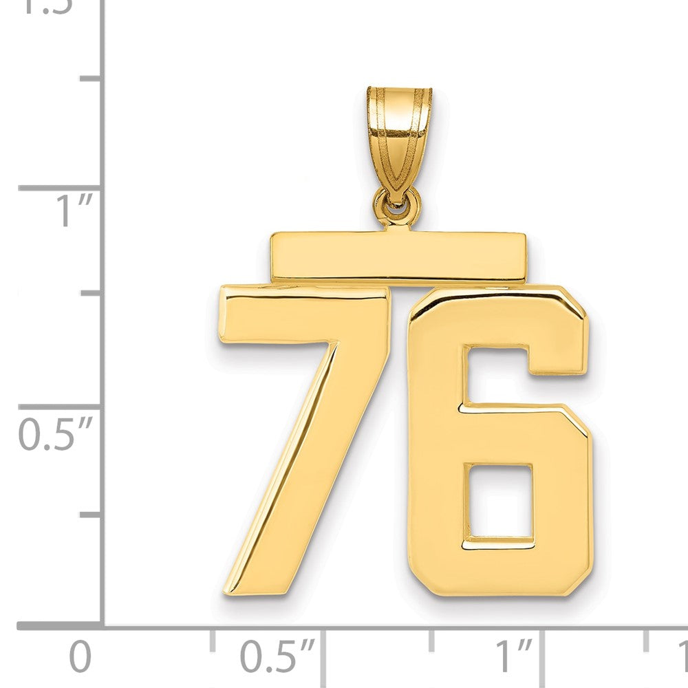 10k Large Polished Number 76 Charm