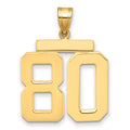 10k Large Polished Number 80 Charm