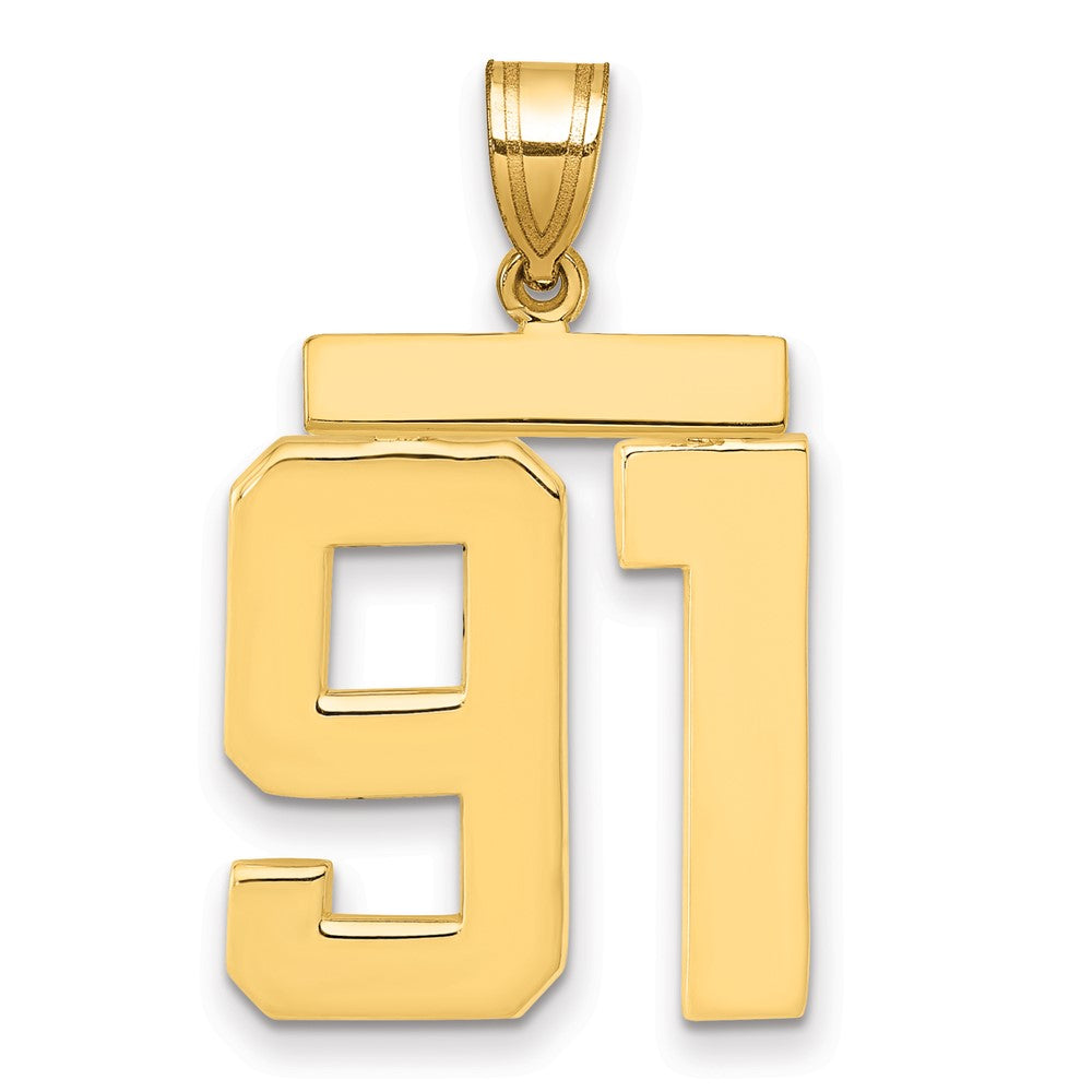 14k Large Polished Number 91 Charm