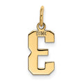 14k Small Polished Number 3 Charm