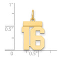 14k Small Polished Number 16 Charm