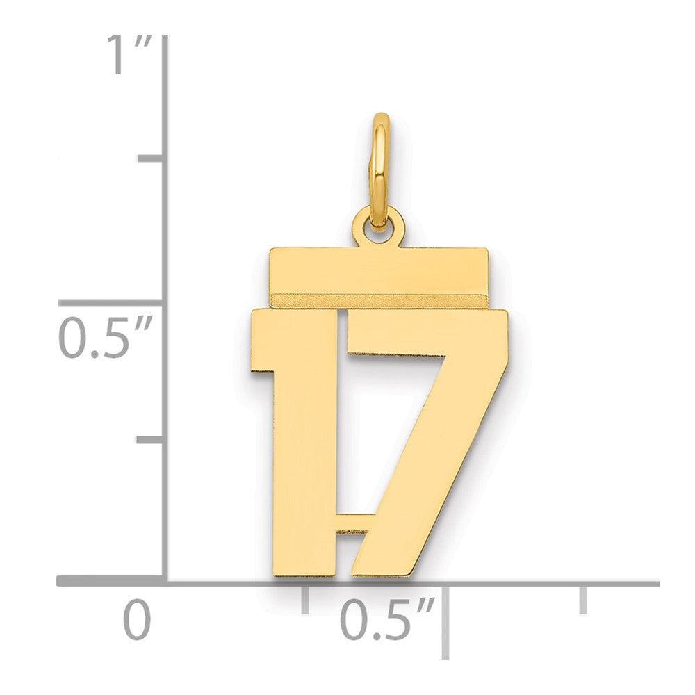 14k Small Polished Number 17 Charm
