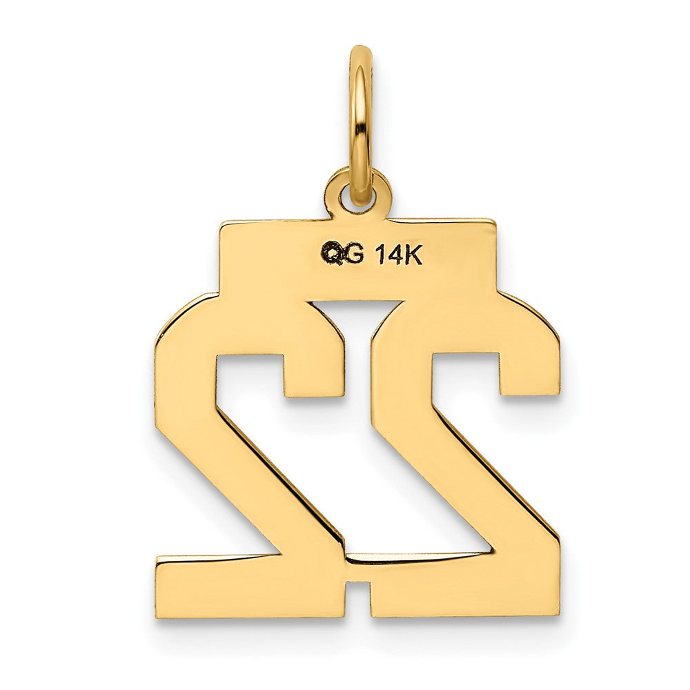 10k Small Polished Number 22 Charm