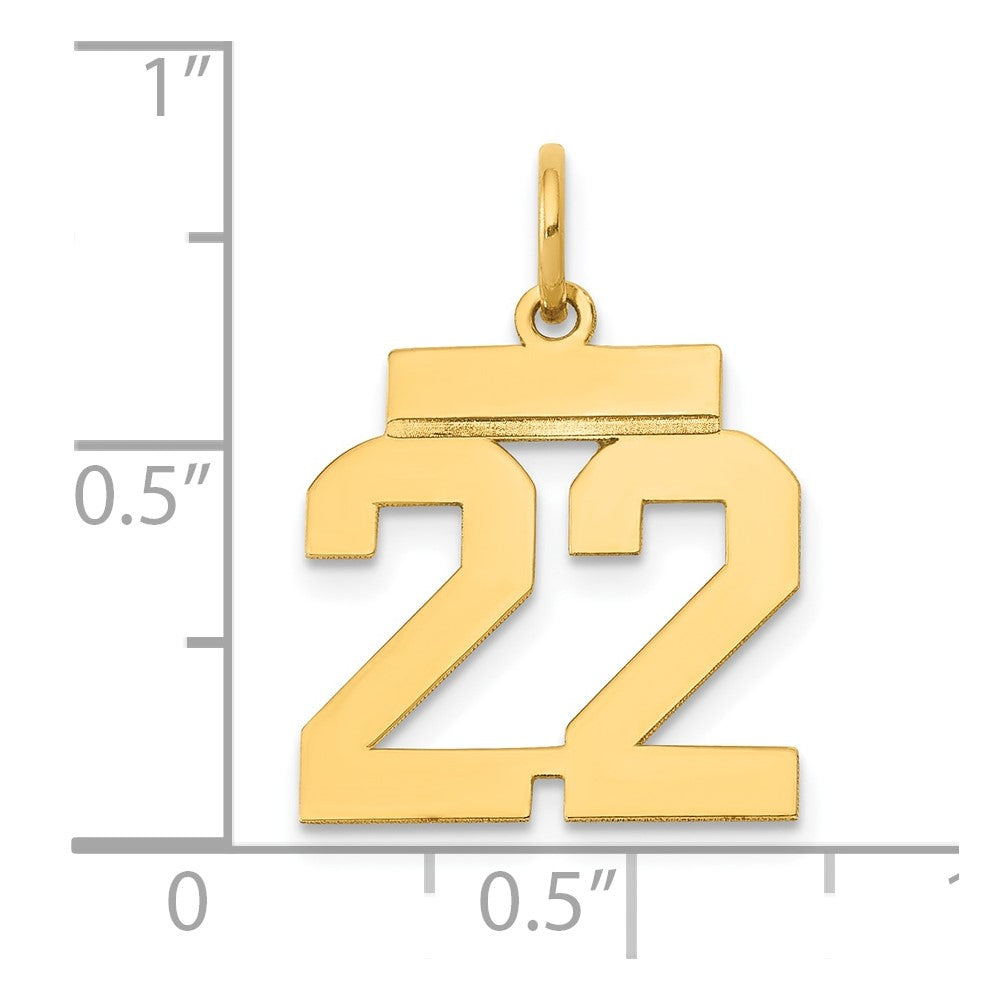 10k Small Polished Number 22 Charm