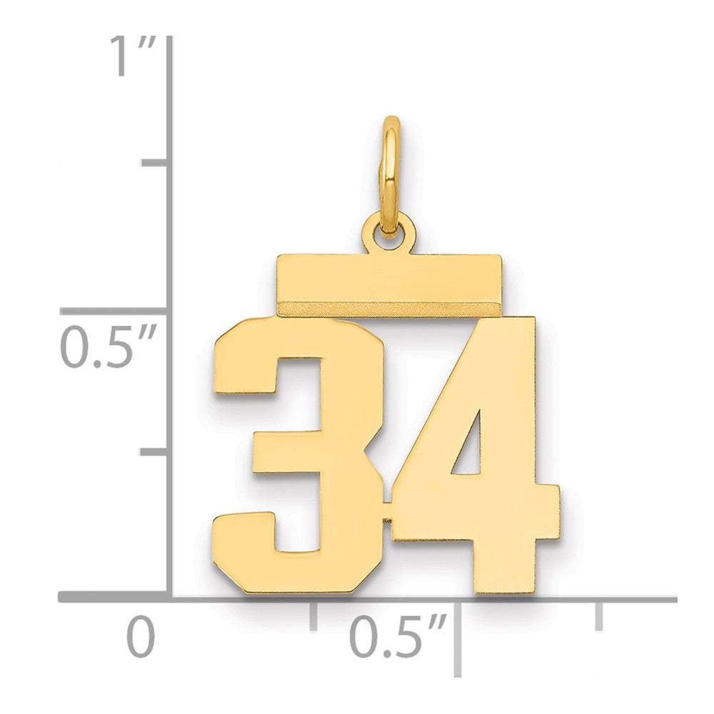 14k Small Polished Number 34 Charm