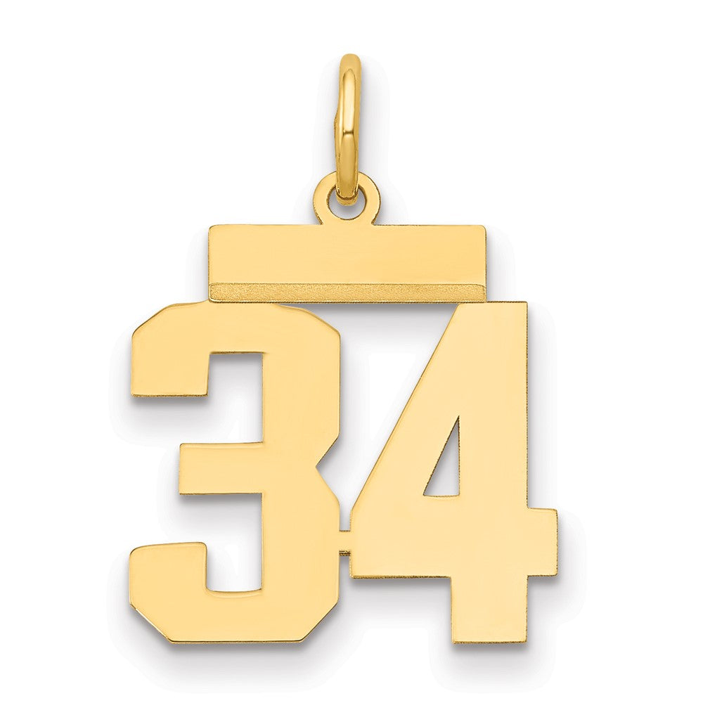 14k Small Polished Number 34 Charm