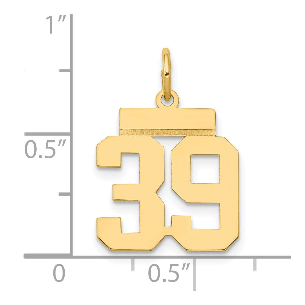 14k Small Polished Number 39 Charm