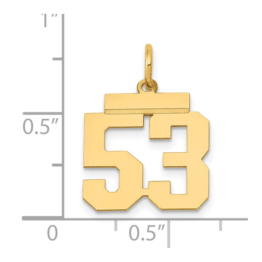 14k Small Polished Number 53 Charm