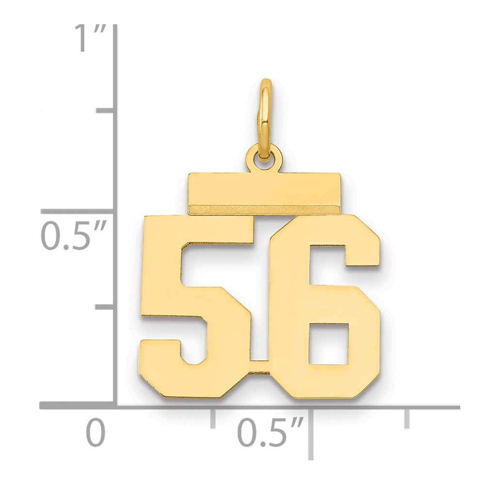 14k Small Polished Number 56 Charm