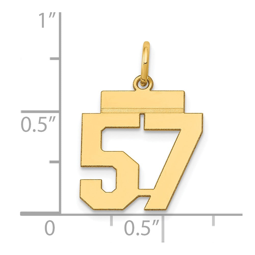14k Small Polished Number 57 Charm