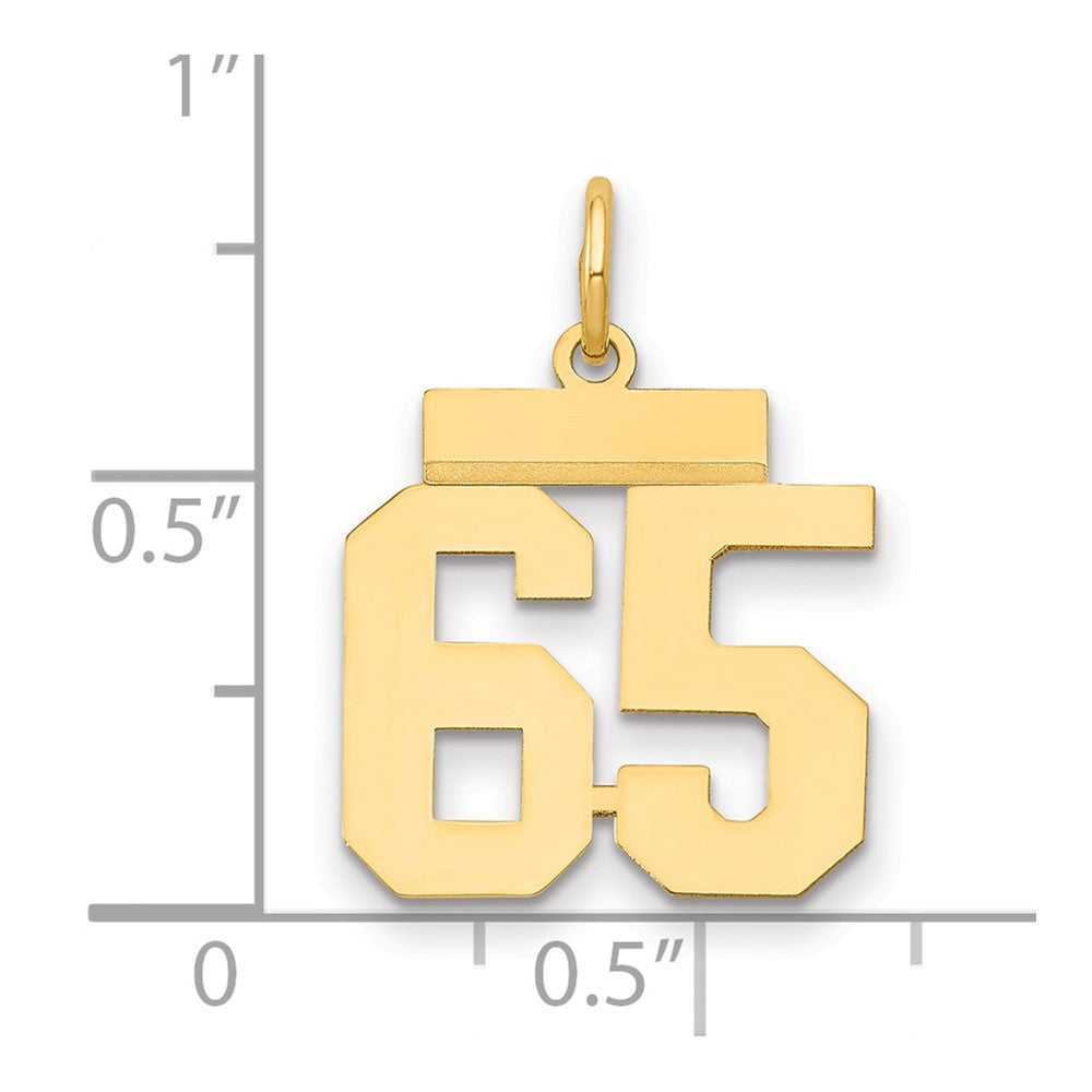 14k Small Polished Number 65 Charm