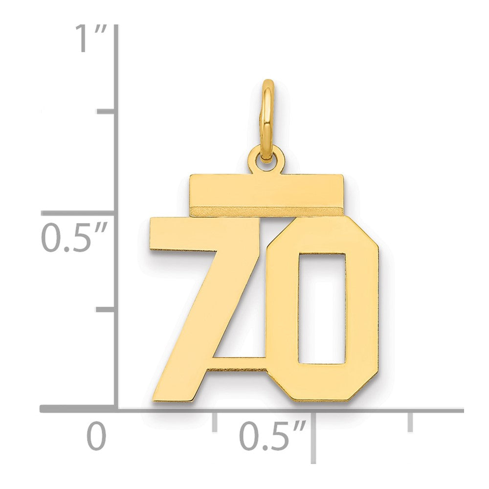 14k Small Polished Number 70 Charm