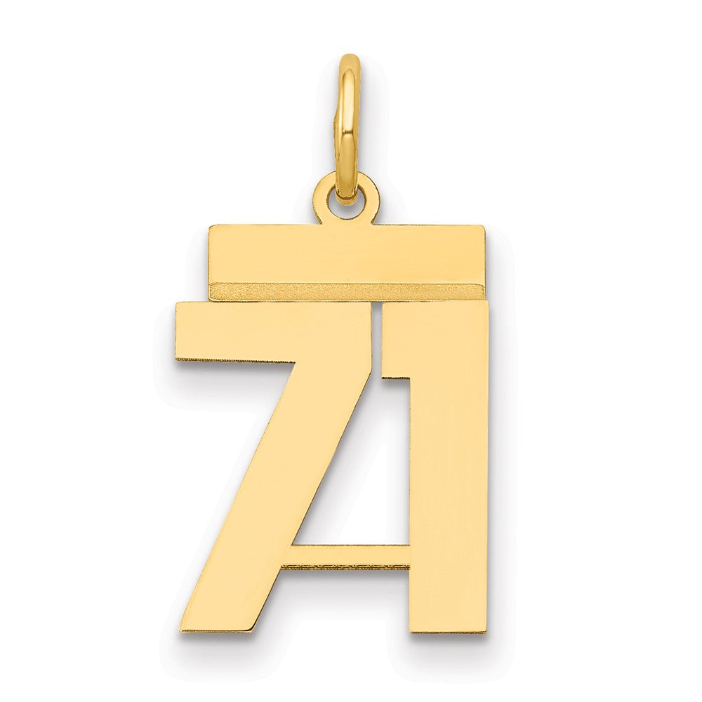 14k Small Polished Number 71 Charm
